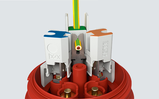 [Translate to German (Austria) (de_AT):] Querschnittsansicht der Anschlusstechnik SafeCONTACT von MENNEKES
